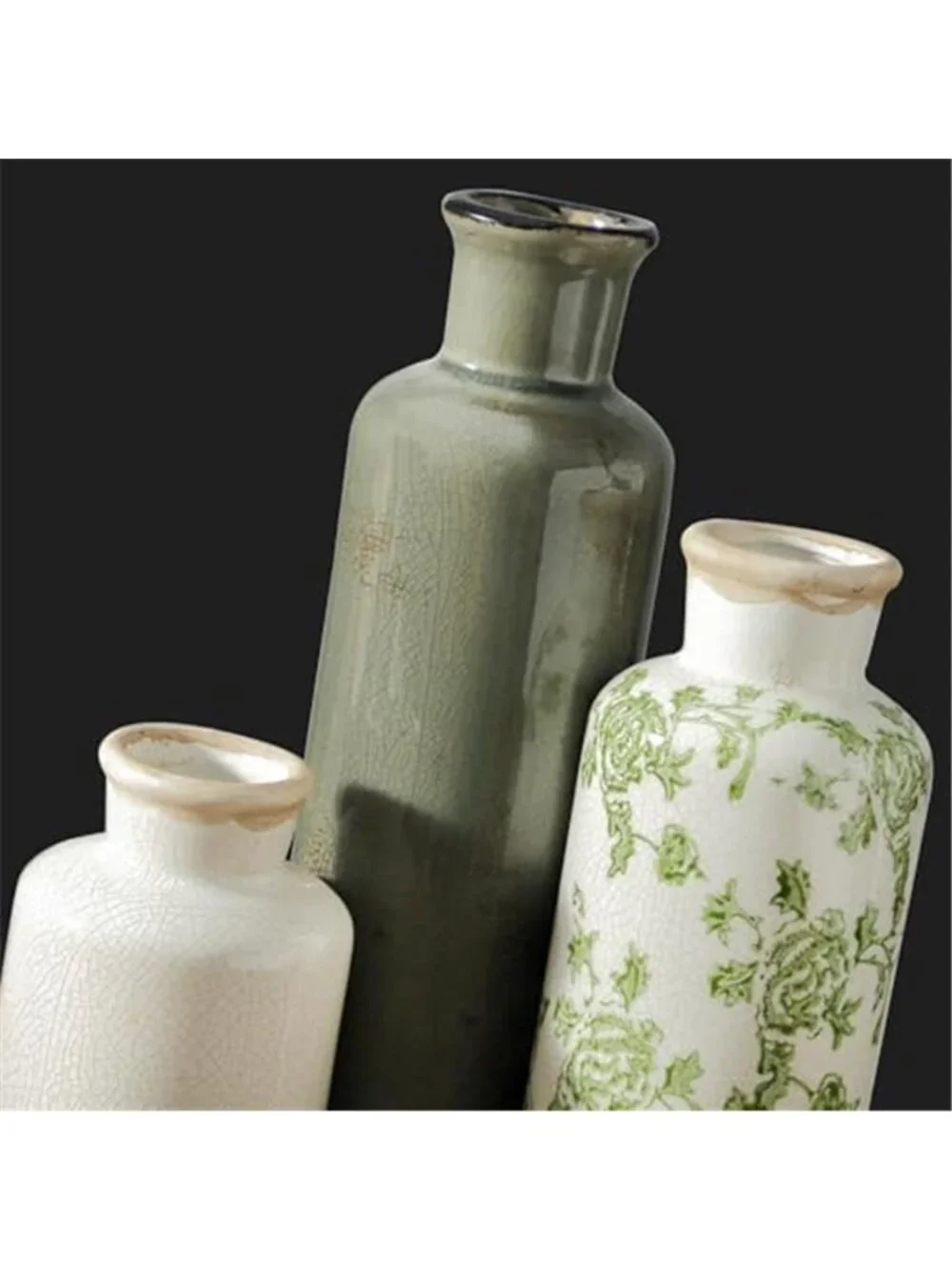 Vintage Vase Set of 3, Ceramic Vintage Flower Vases, Chinoiserie Decorative